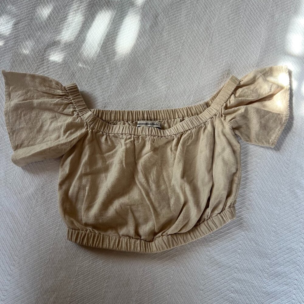 Abercrombie & Fitch Off the Shoulder Linen Blend Top Size XS